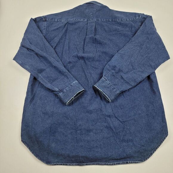 Vintage Y2K 90s Tommy Hilfiger Crest Long Sleeve Button Down Denim Plaid Shirt - Picture 13 of 14